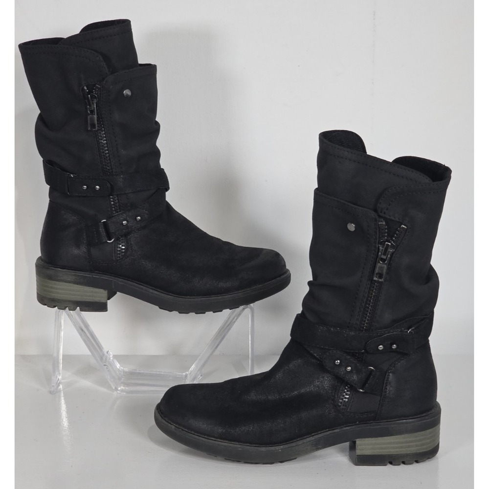 BullBoxer Womens Jury Boot 7.5 Mid Calf Combat Moto